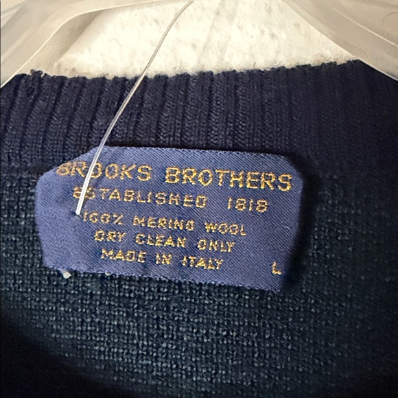 Brooks Brothers Dark Blue Crewneck 100 percent merino wool sweater - Picture 5 of 10